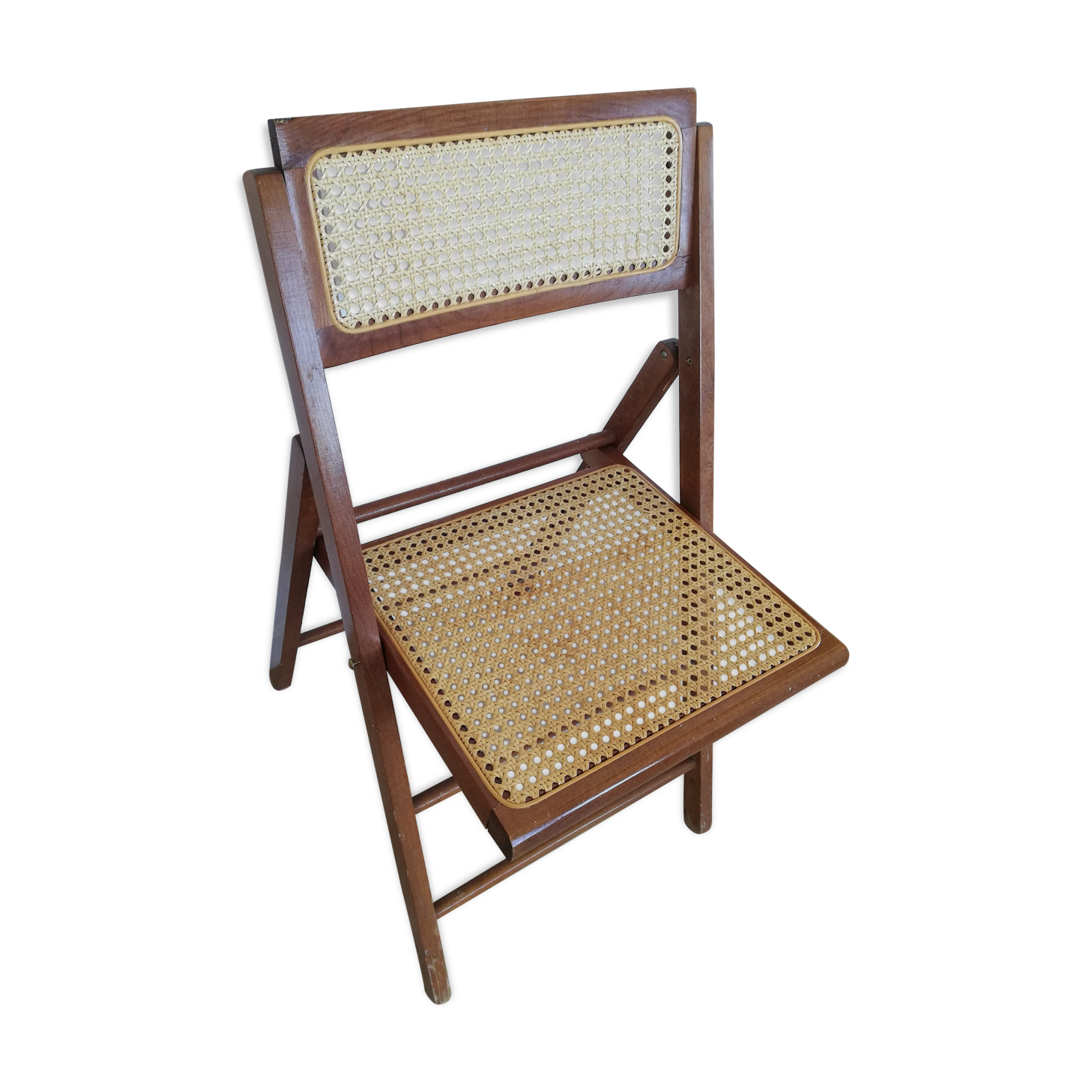 Vintage folding caning chair