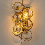 Golden brass and crystal wall light by Palwa, Germany, 1960s.