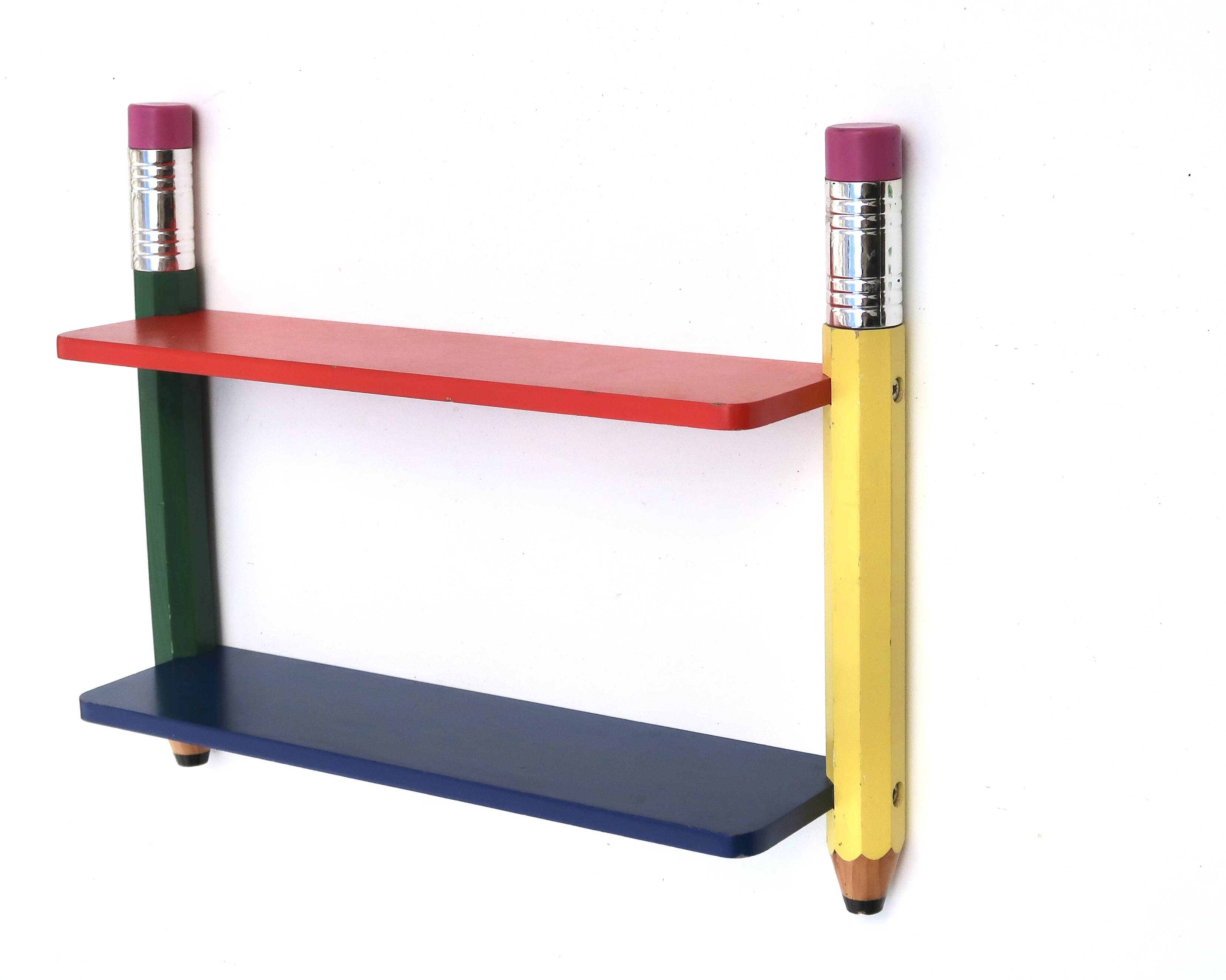 Wall shelf by Pierre Sala with giant pencils, 1980s.