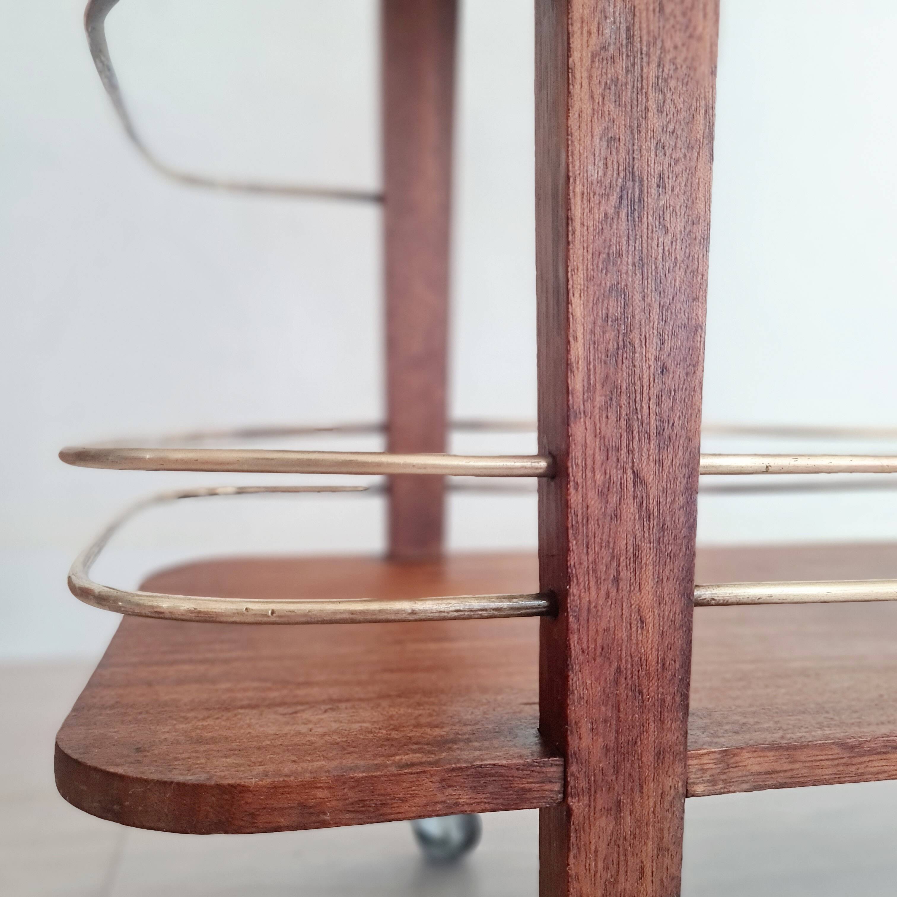 Desserte Art déco bois et laiton - petit modèle