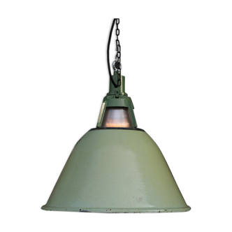 daydings emaillee green holophane lamp conical origin Soviet Union