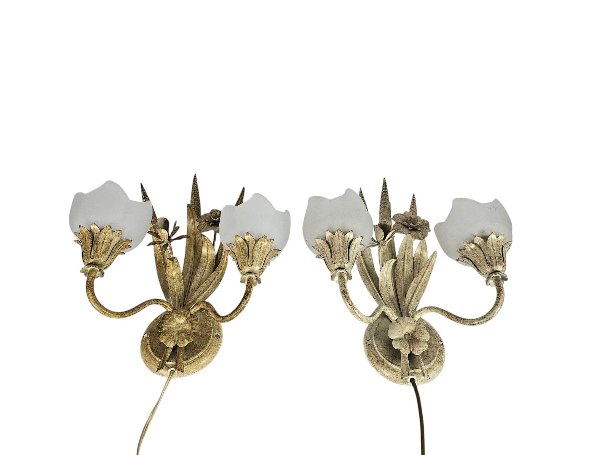 LS Italy  - vintage wall lamps (2)  - metal - gold - 70's