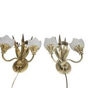 LS Italy  - vintage wall lamps (2)  - metal - gold - 70's