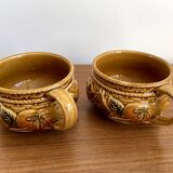 Pair of Japanese Majolica Soup Bowls Featuring Tomatoes and Onions