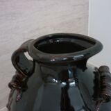 Dark brown ceramic potiche