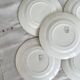 5 vintage earthenware dessert plates stamped Salins - Marli beige and white gingham
