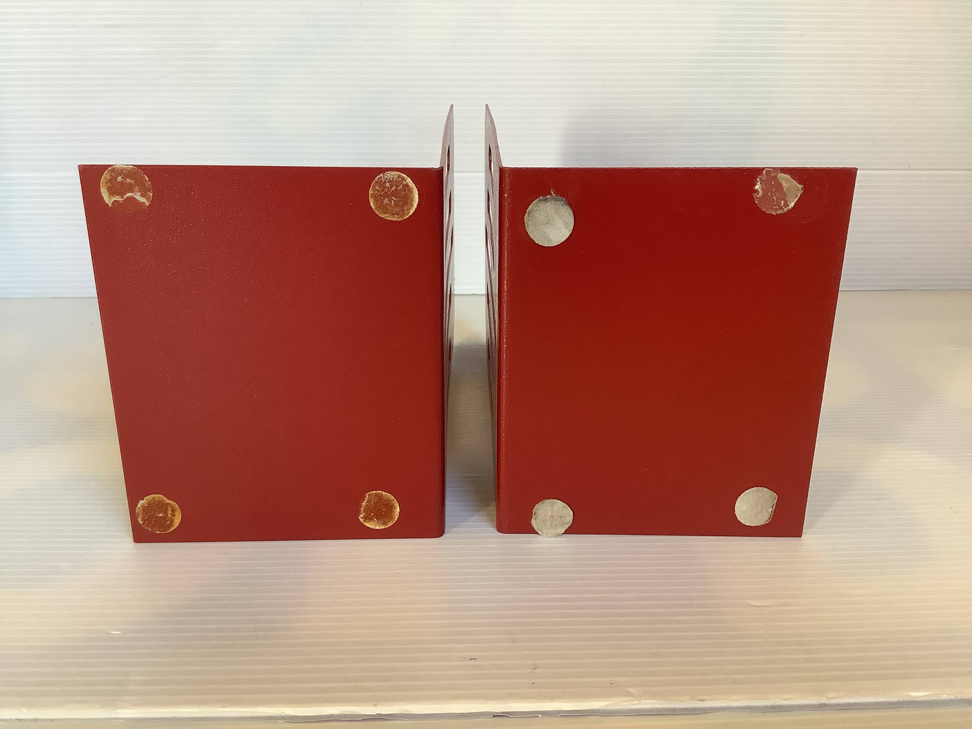 Pair of garnet metal bookends