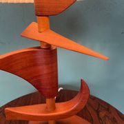 Vintage mid-century modern Danish sculptural teak table lamp