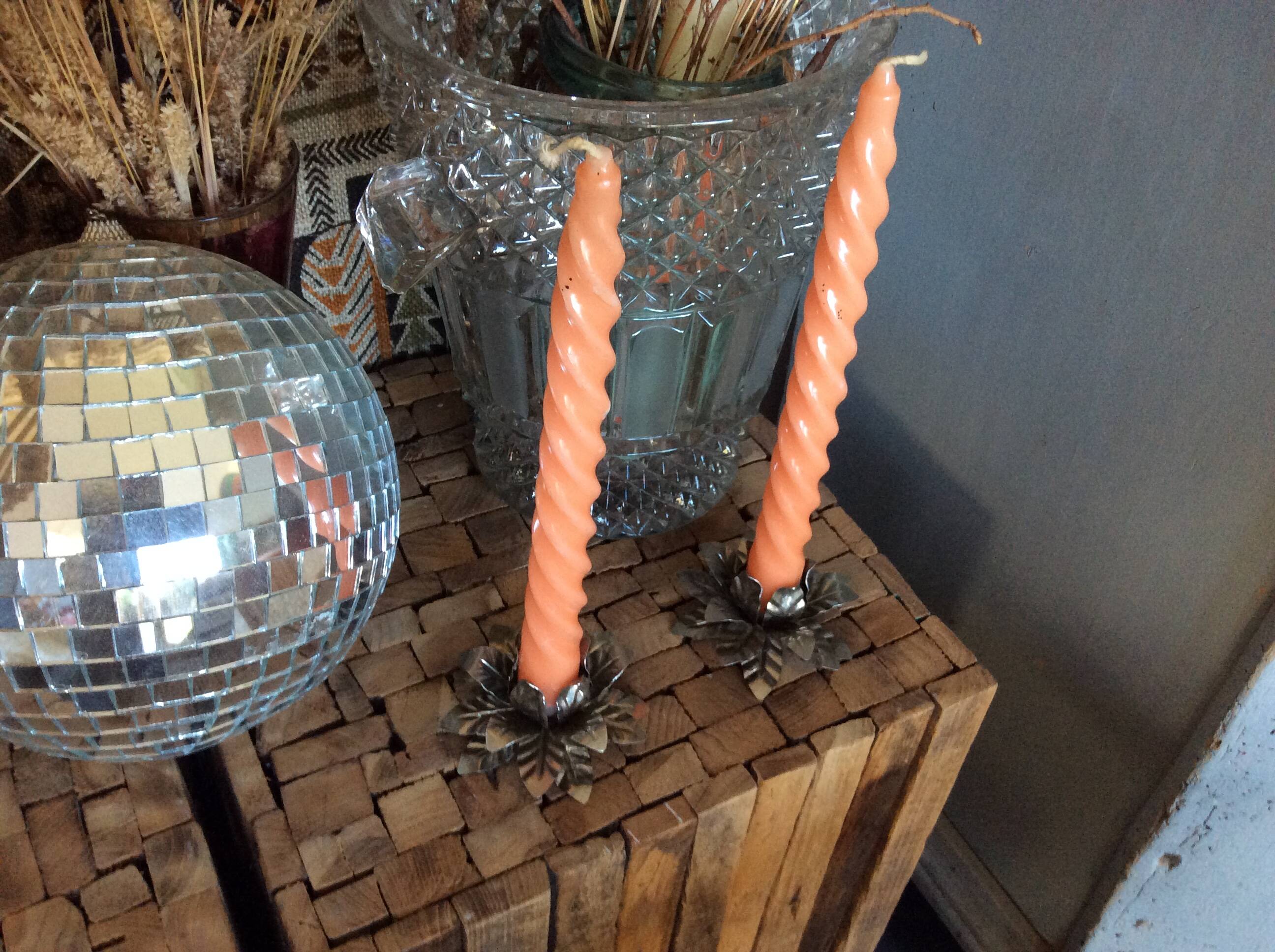 Metal flower candle holders