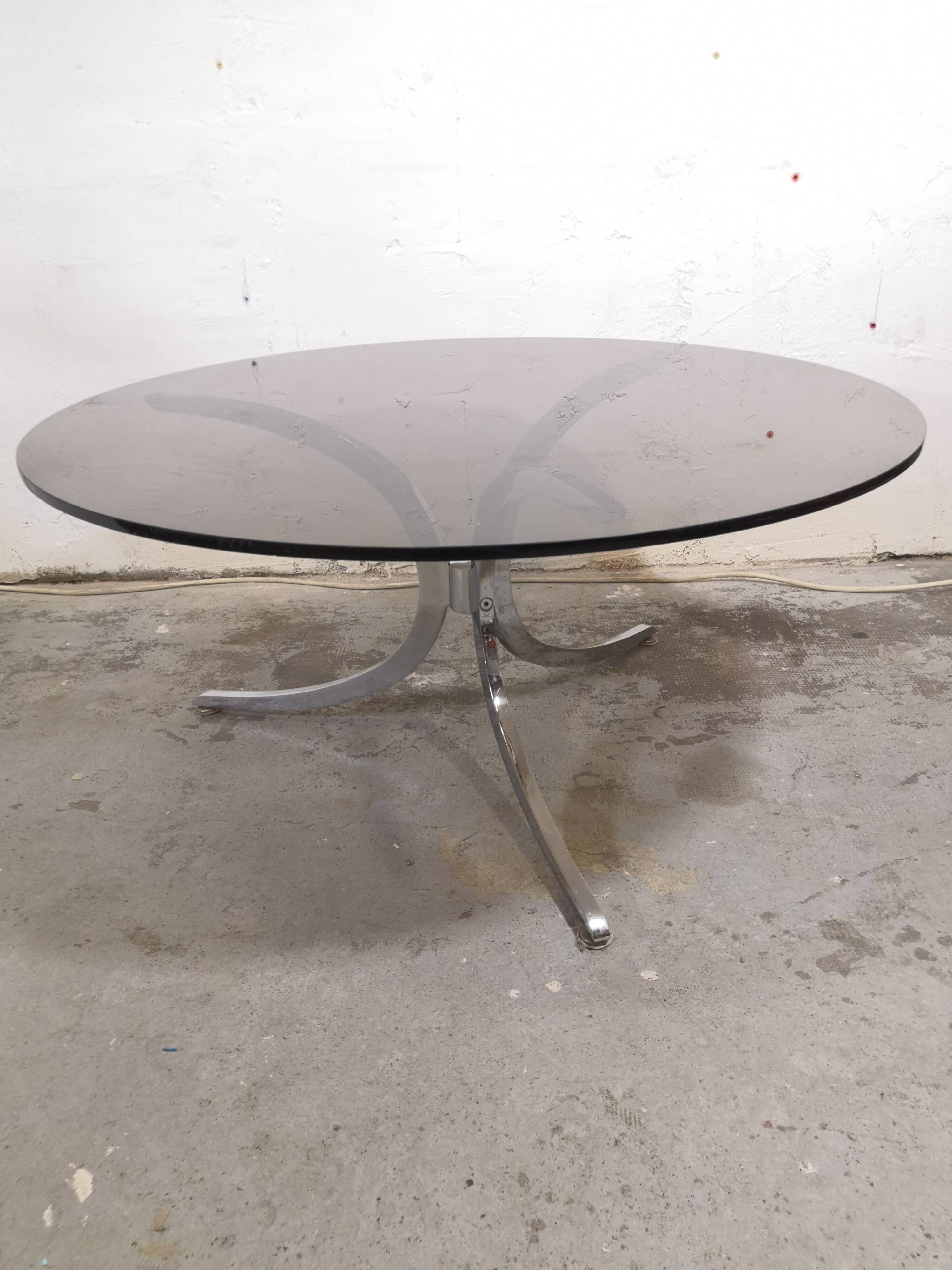 Vintage coffee table, chrome and glass