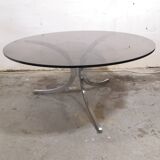 Table basse vintage, chrome et verre