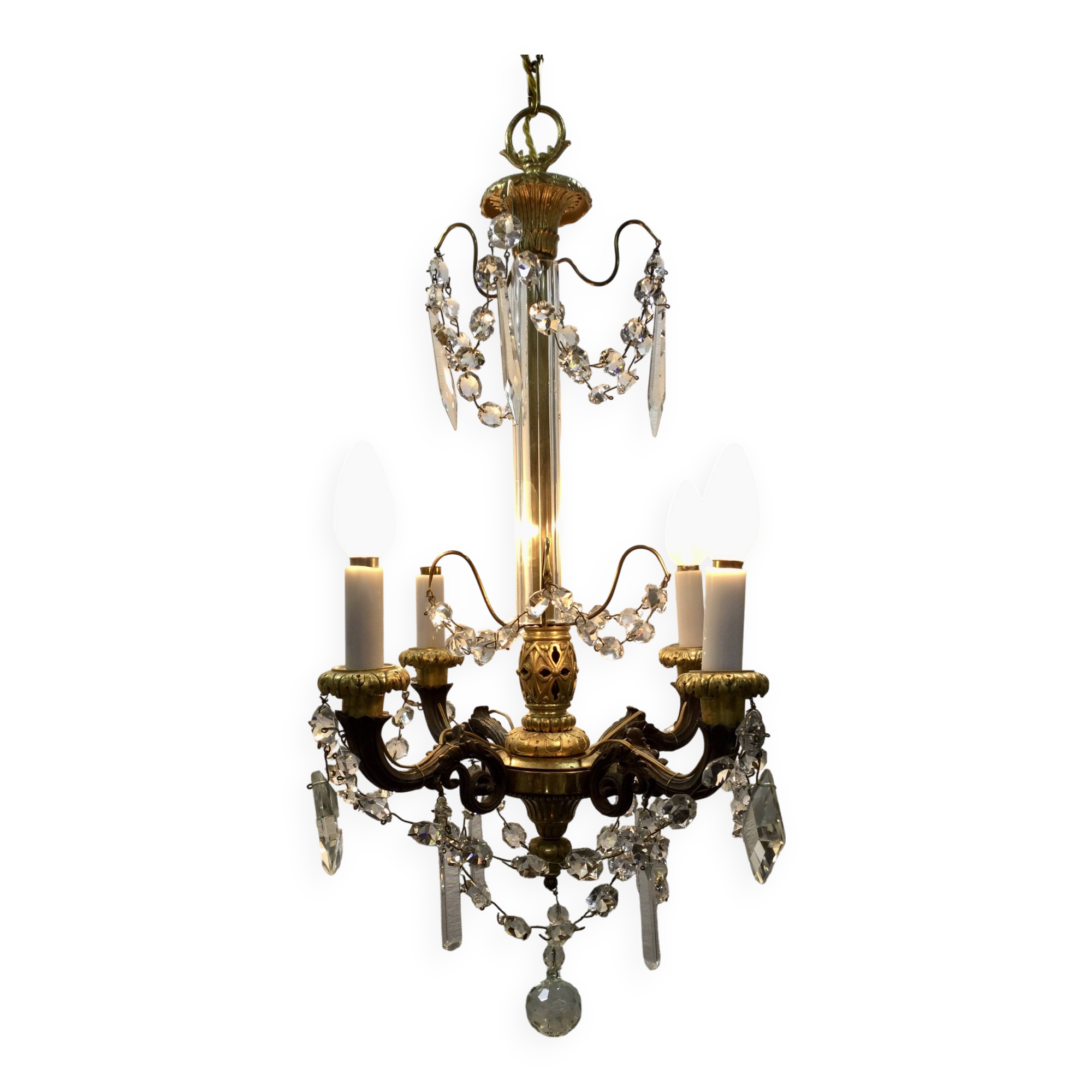 4-light bronze Napoleon III chandelier