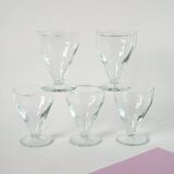 set of 5 blown glass wine glasses from the early 20th century