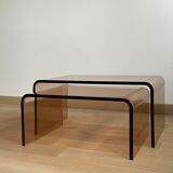 2 altuglas smoked nesting coffee table, 1970s