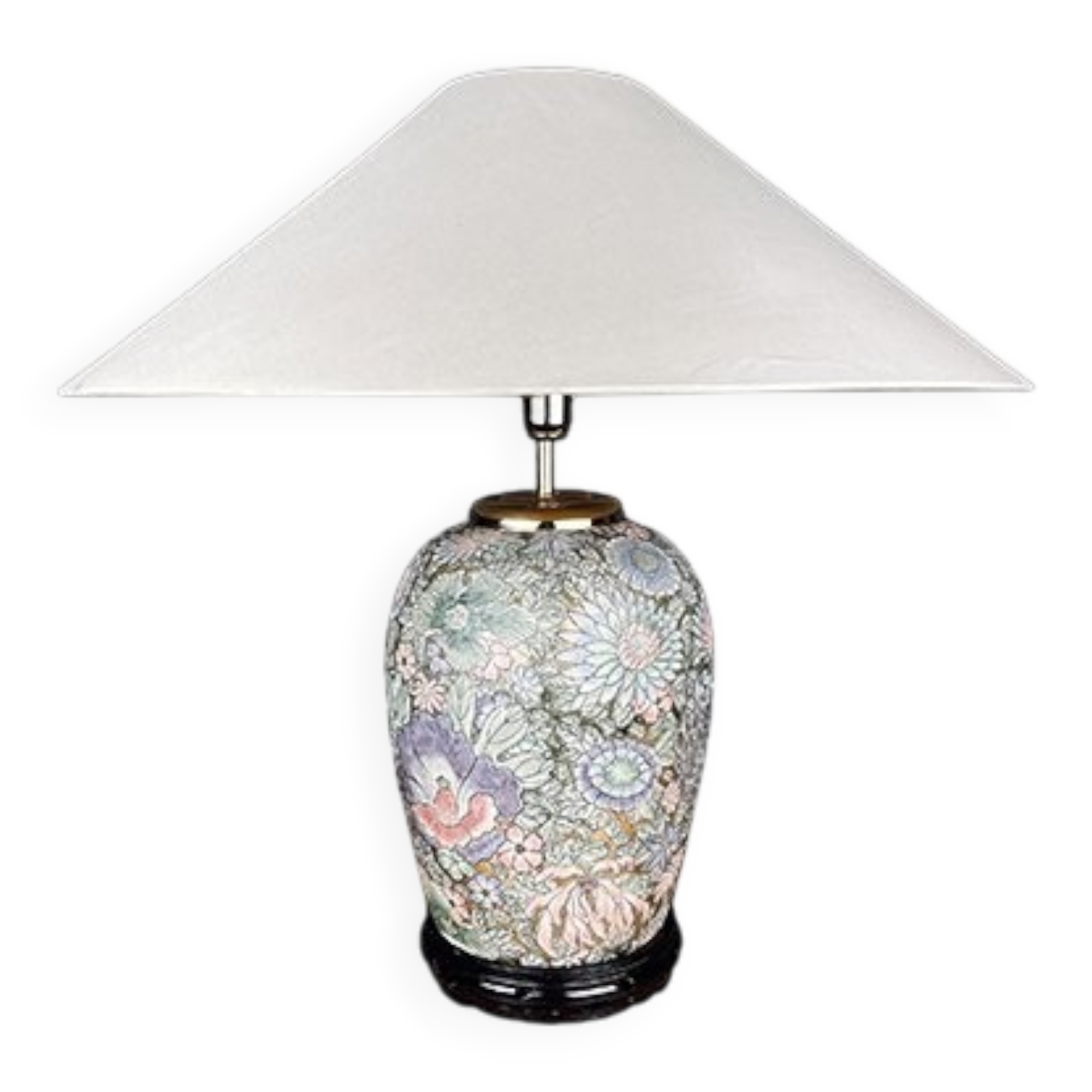 Large vintage ceramic flower table lamp, Italy, 1970s