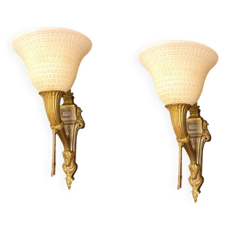 Bronze Murano Glass Sconces Set of 2 1950’s