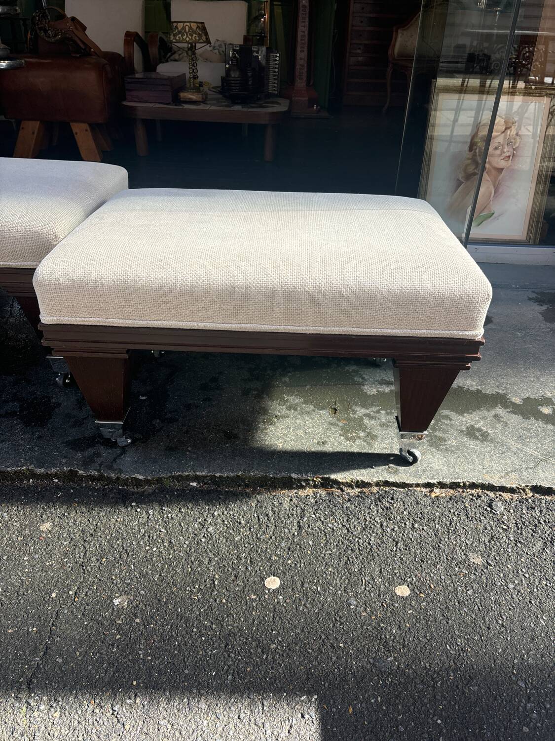 70s wheeled pouffe