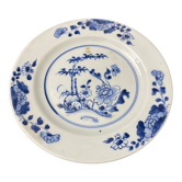 Assiette plate en bleu de Chine XVIII ou XIXe Décor bleu et blanc