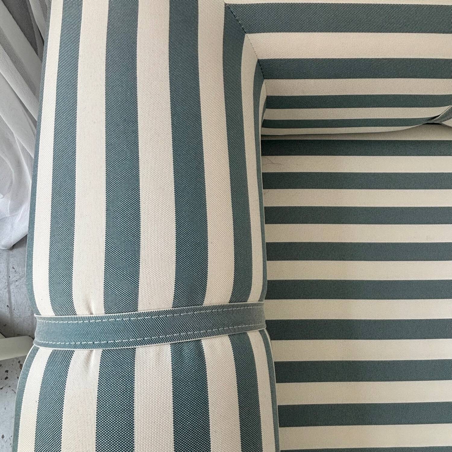 Vintage green and white striped sofa bed