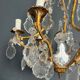 Louis XV style bronze chandelier with crystals and 6 lights