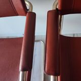 Chaises fauteuils B34 cuir cognac et dorure