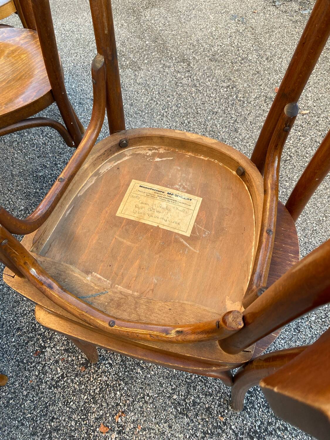 Set of 8 varnished bistro chairs