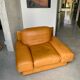 Fauteuil vintage Steiner en cuir havane