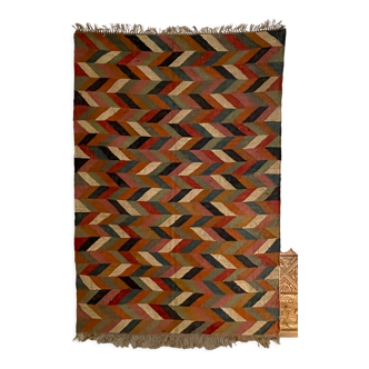 Hemp and cotton handwoven kilim rug
