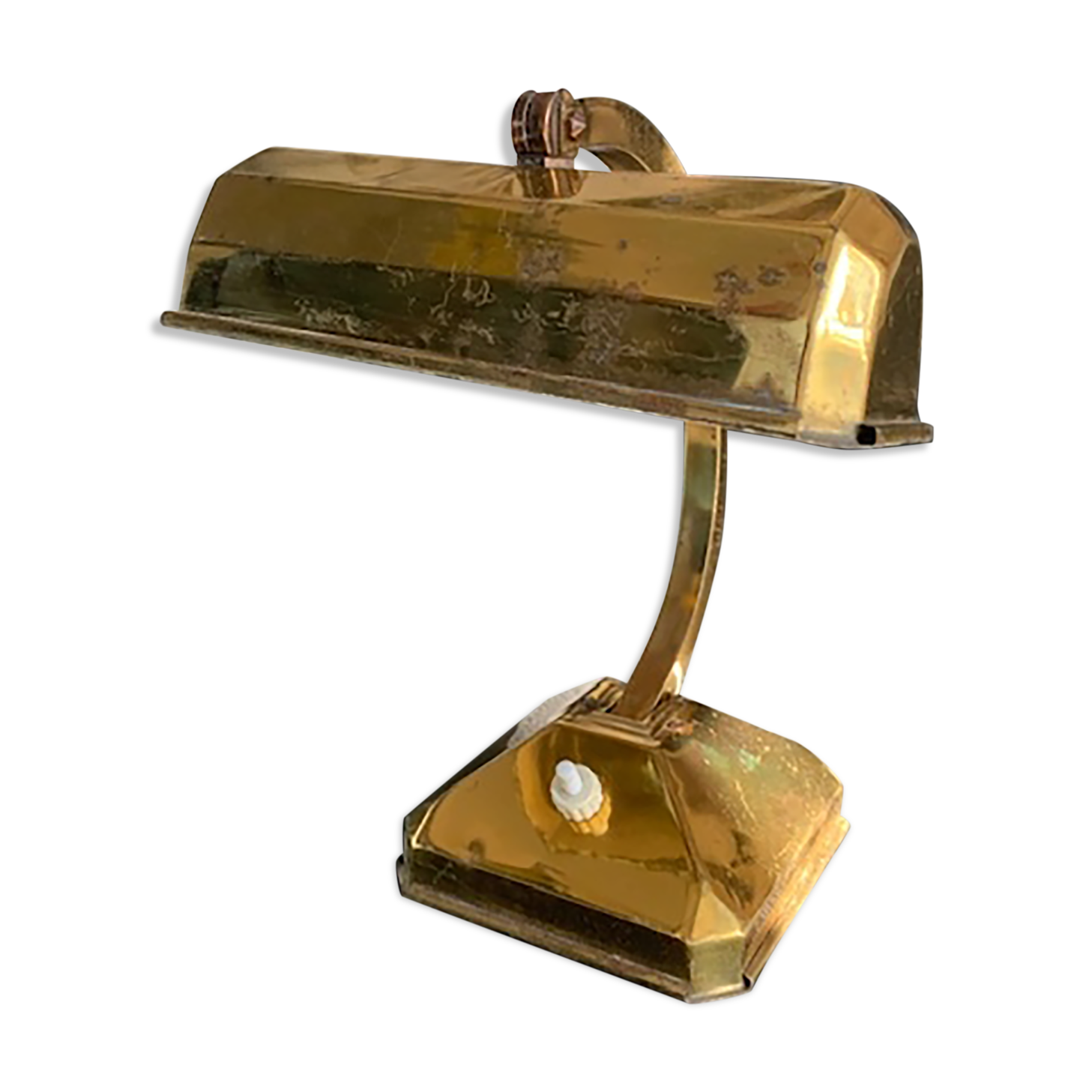 Small art deco side lamp in golden brass