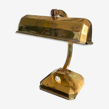 Small art deco side lamp in golden brass