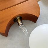 Scandinavian design chandelier pendant, rope, opaline and pine, from the 1980s