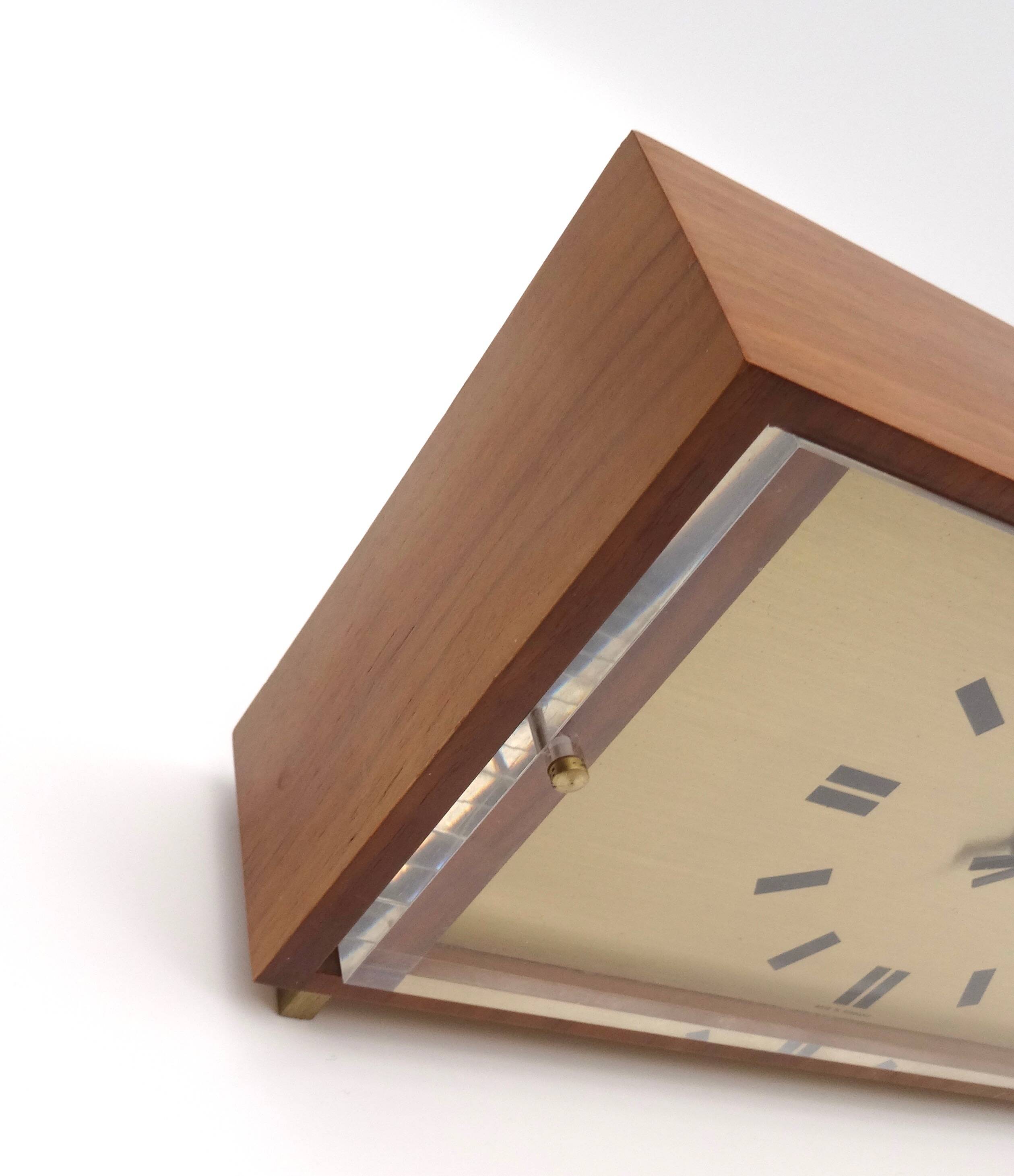 Mid Century Teak Desk Clock by Kienzle International