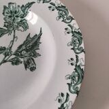 Plate by A. Lebacqz & M. Bouchart, green floral decoration, Richelieu model
