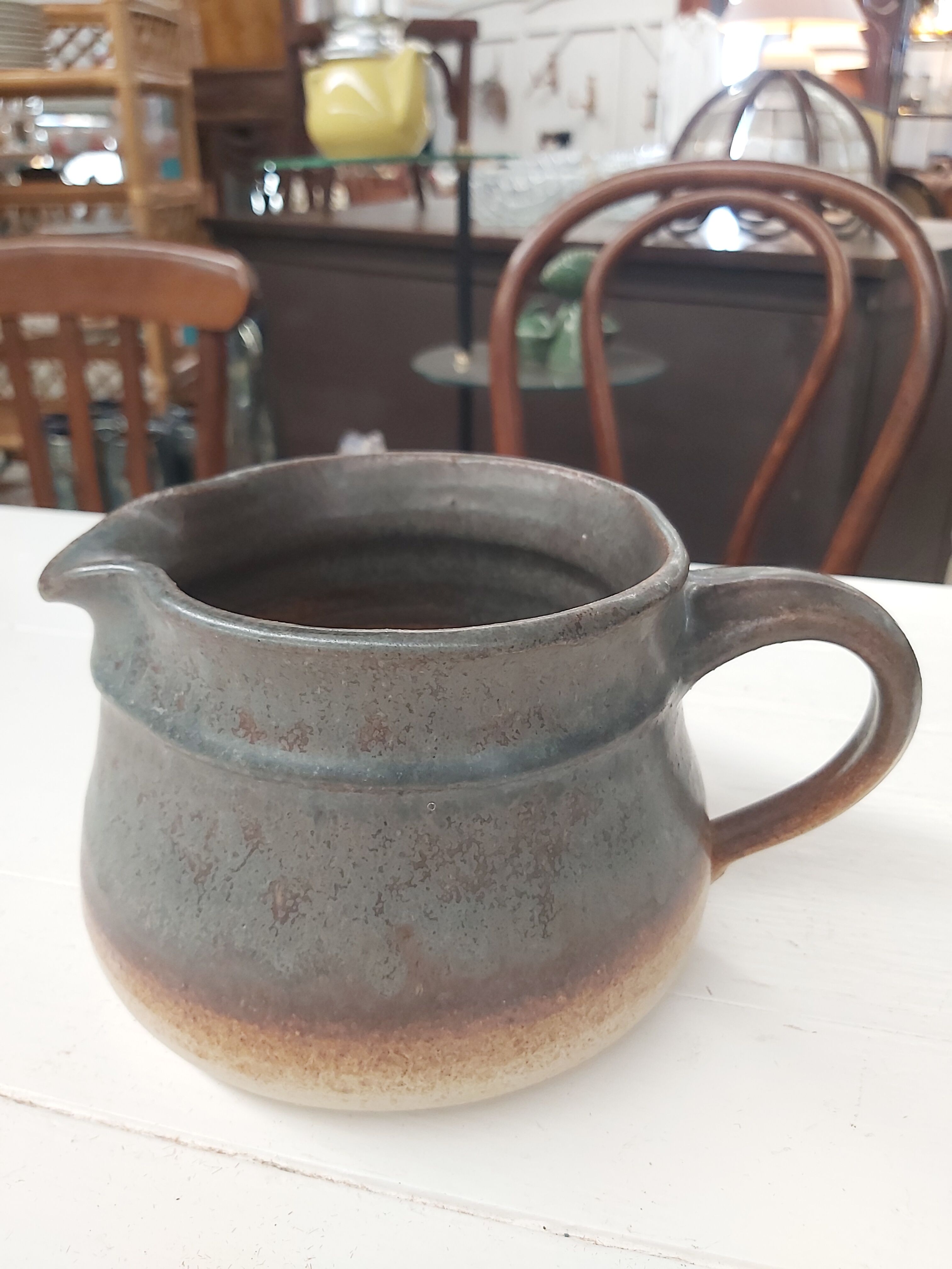 Enamelled stoneware pitcher