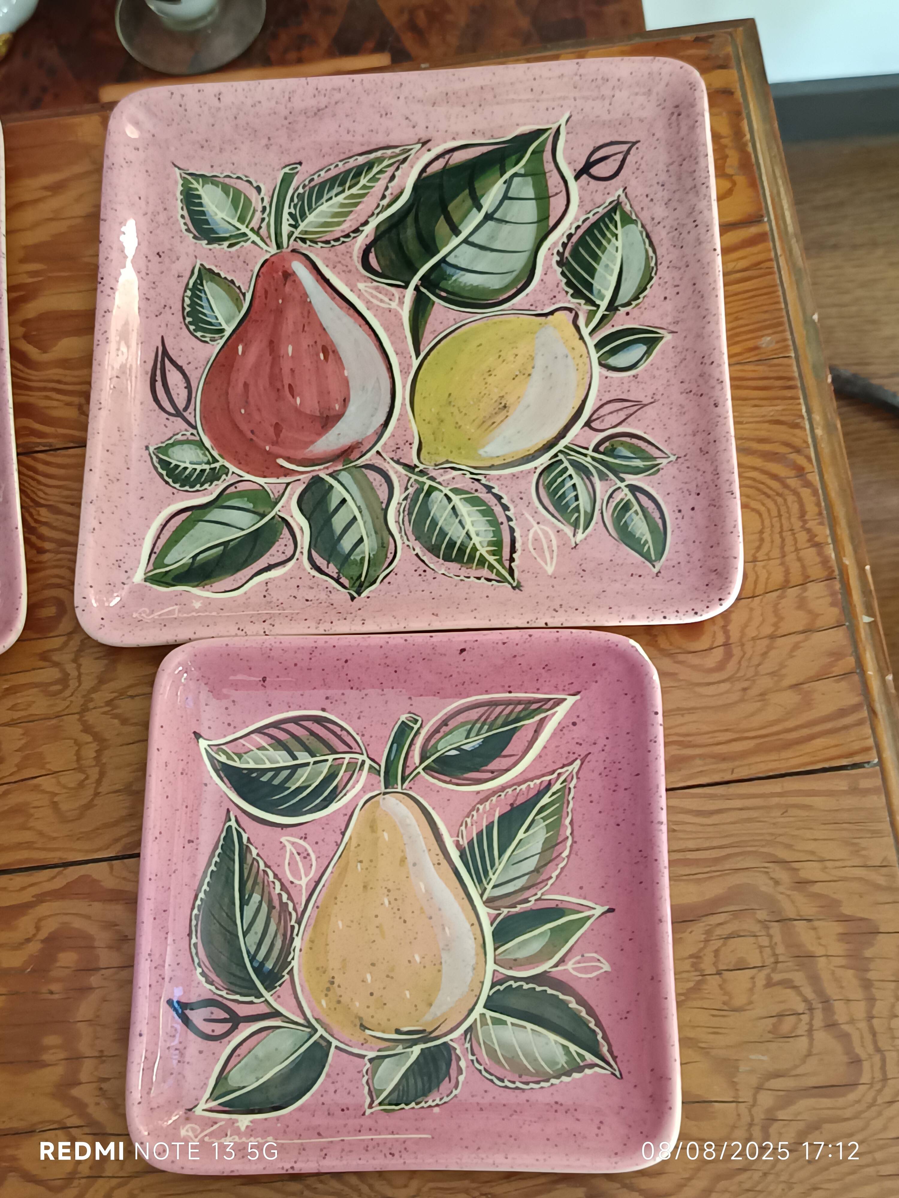 Set of 10 vintage enameled earthenware plates Renouveau Cagnes sur Mer