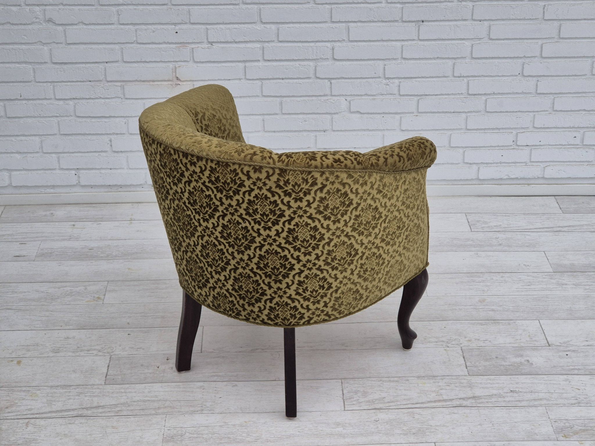 1950s, Danish lounge chair, reupholstered, green furniture fabric.