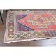 Vintage Turkish Oushak handmade wool cotton pink area rug 131x253