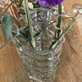Multi-faceted moulded glass vase.