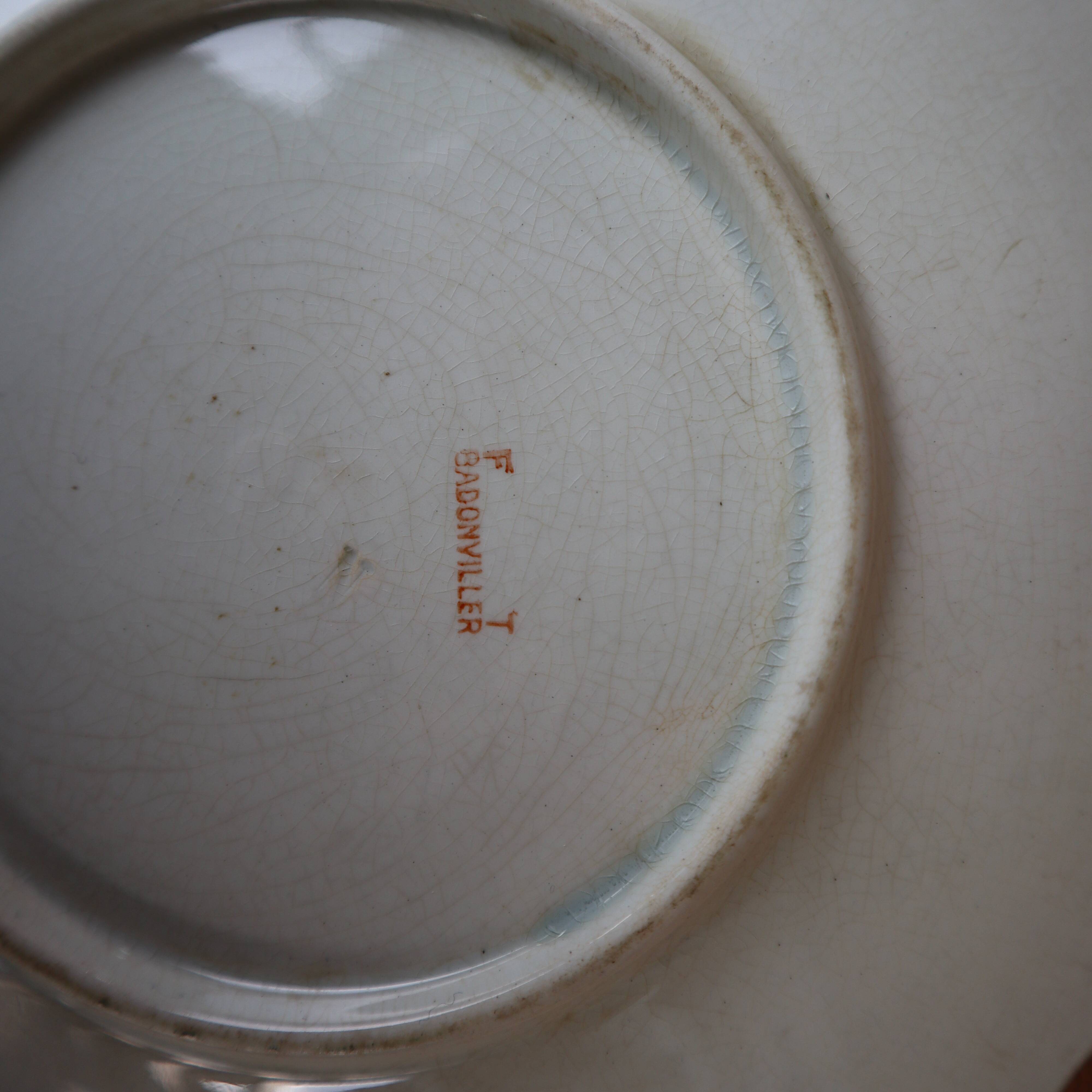 Dessert plate Terre de Fer model "Gui" signed Badonviller Art Deco