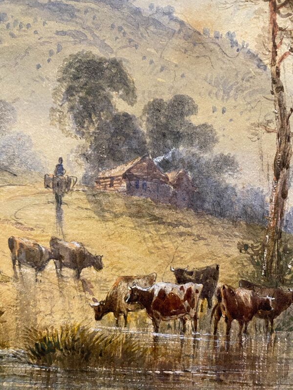 Paire d'aquarelles ''Paysage lucustre'' Edwin Earp (1851-1945)