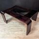 Vintage rosewood and smoked glass coffee table from the 1980s