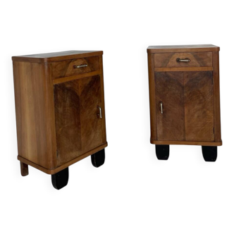 Tables de chevet italiennes élégantes de style art déco des années 1940/1950.