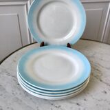 Set of 6 dessert plates sky blue gradient pastel years 40-50