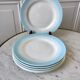 Set of 6 dessert plates sky blue gradient pastel years 40-50