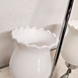 Vintage opaline lampshade chrome duck 2-arm chandelier