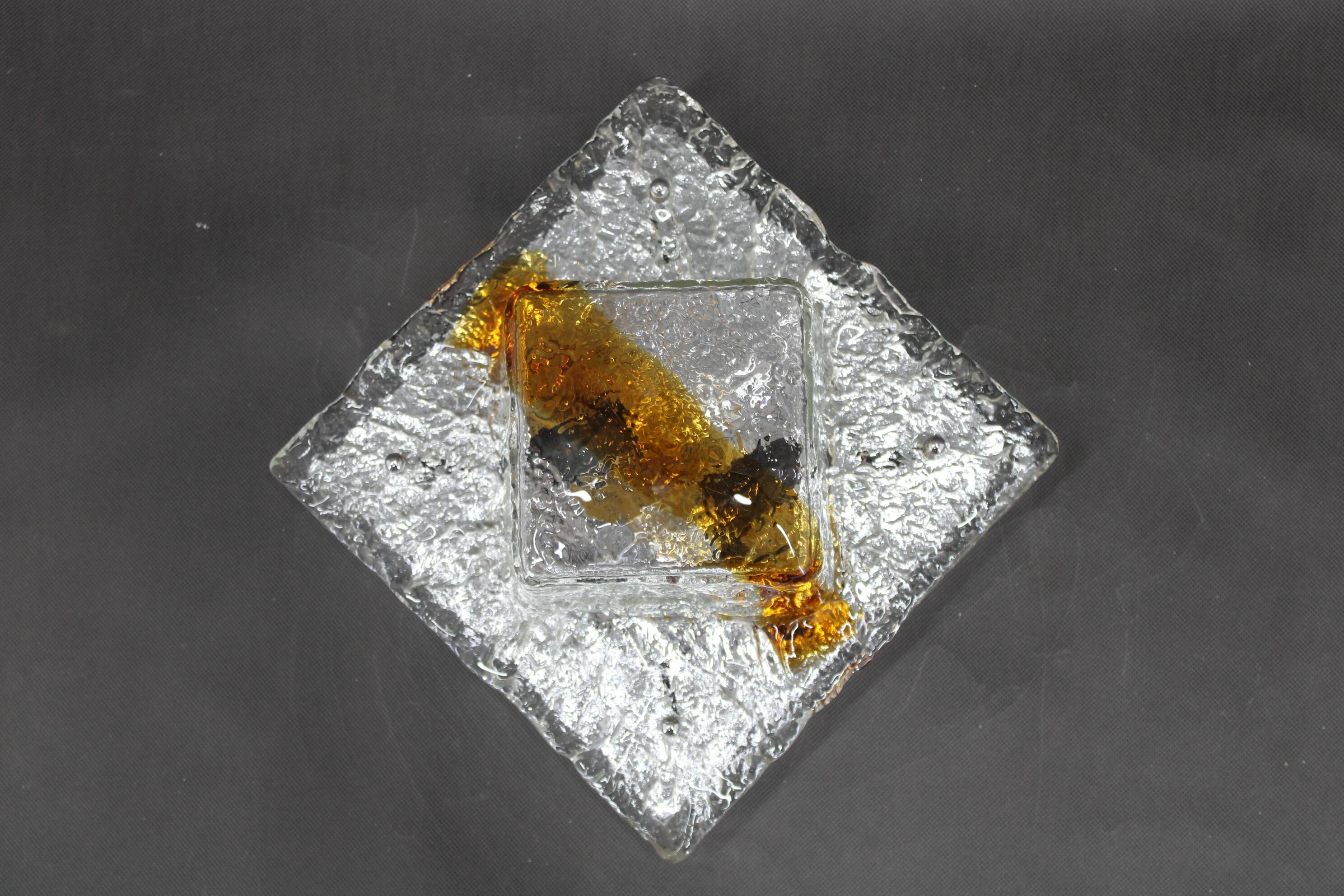 1970s Flush-Mount Light with Murano Glass , Italy
