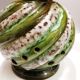 Vintage table lamp - openwork green ceramic - 60's