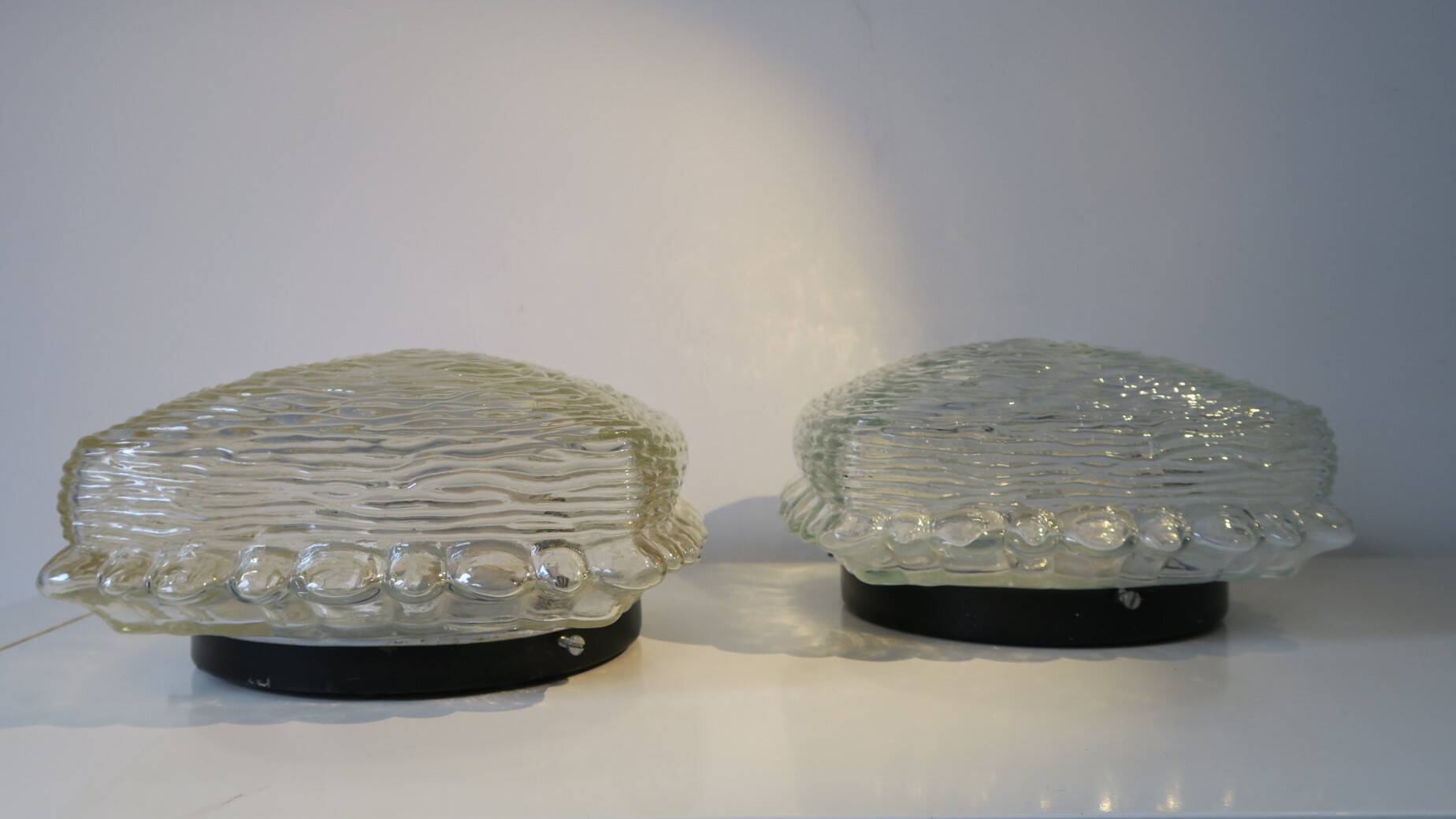 2 Glass ceiling lights, vintage, Germany