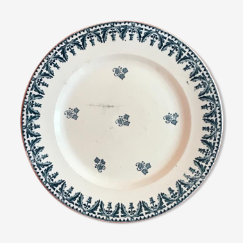 Assiette terre de fer vintage, bordures à fleurs