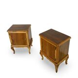 Tables de chevet italiennes en placage de noyer du milieu du siècle, années 1960.